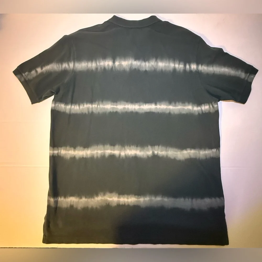 Men's Vintage Polo Ralph Lauren Green Tie Dye Stripe Green Polo Shirt XXL‎ A7